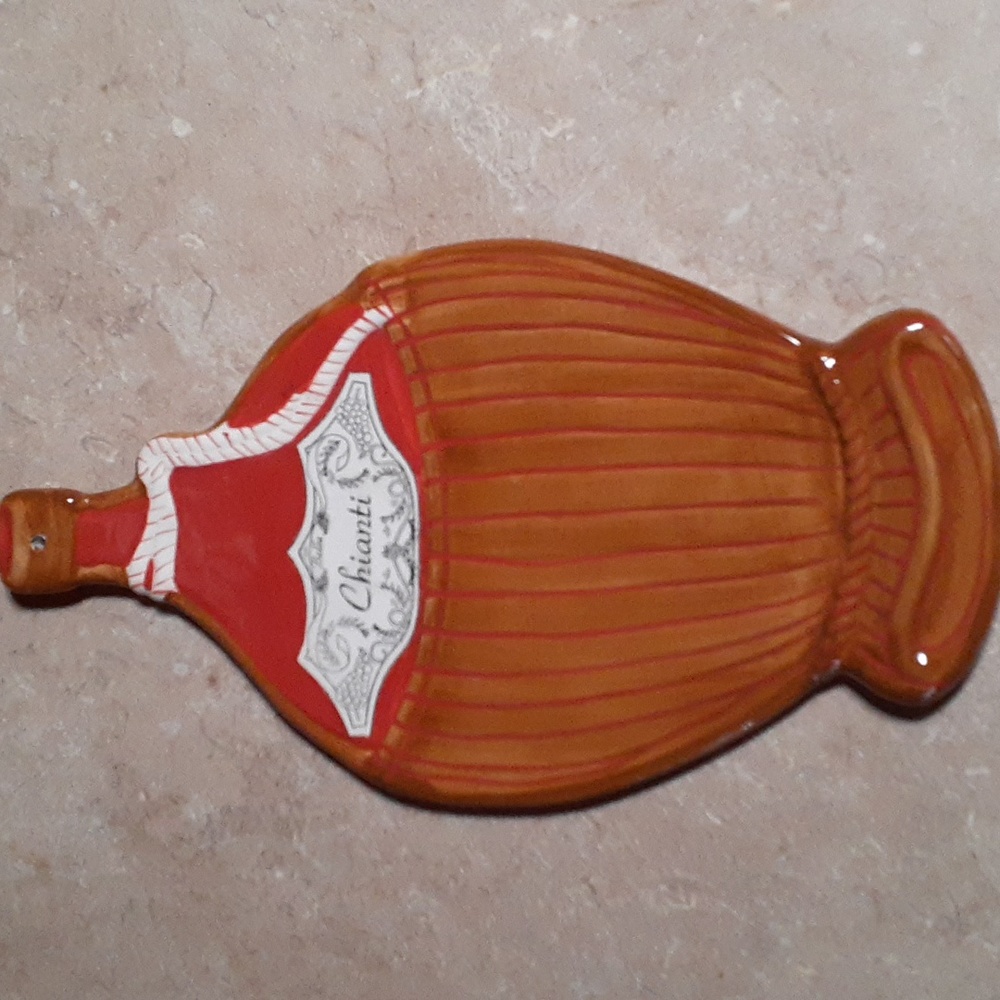 Ambiance Collections Ceramic Chianti Wine Bottle Spoonholder/Cheese Plate